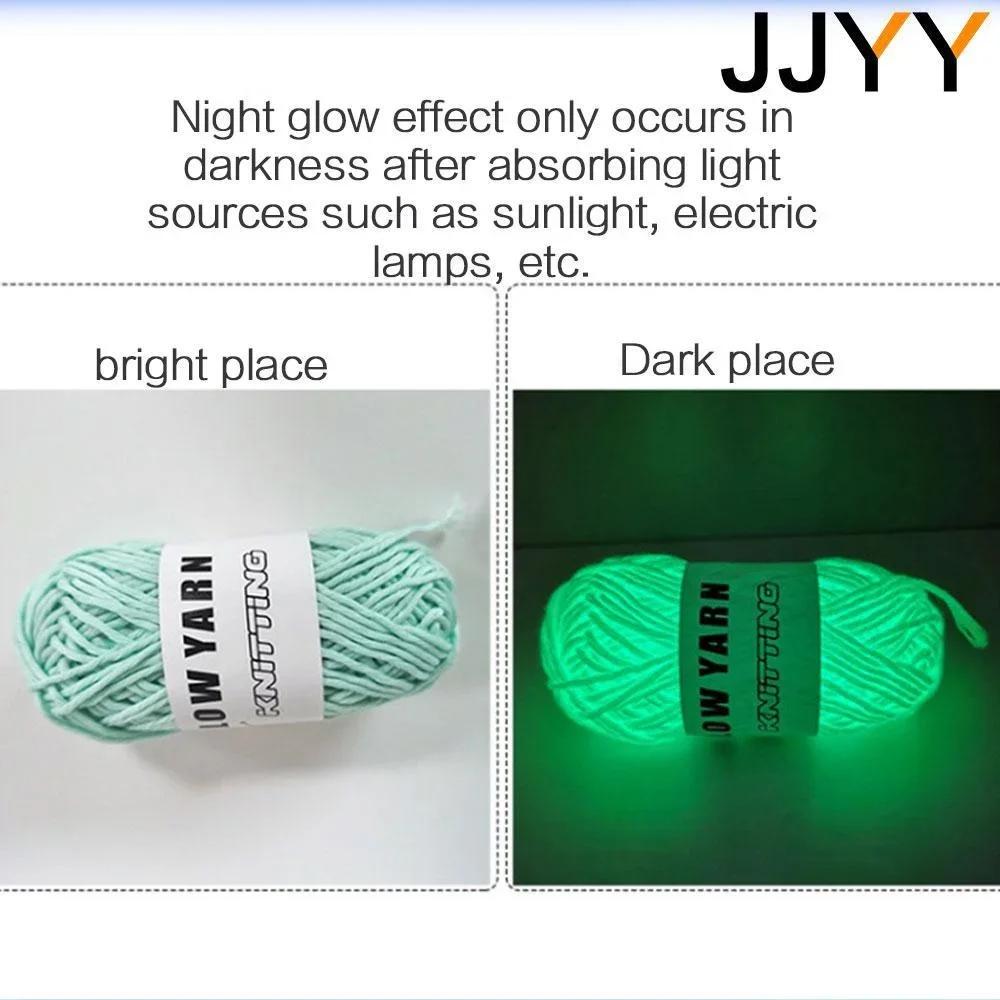 Polyester Glow in the Dark Knitting Yarn 50M 2mm Soft AntiFade DIY Crochet Scarves Hats Shawls Hand Knitting