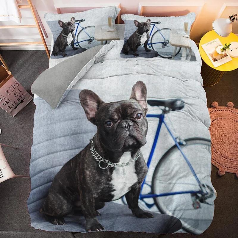 Bulldog Bedding Set Pet Animal Dog Duvet Cover for Boys Adult Bedclothes Covers Comforter Sets Cute Bed Sheets
