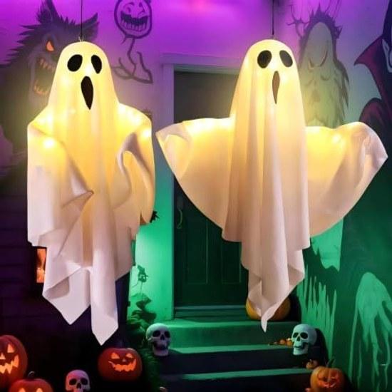 Lypumso Halloween Hängende Geister Dekoration LED Set 2