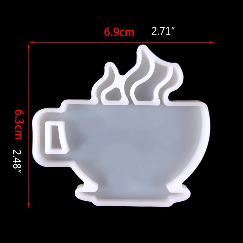 Reusable Silicone Keychain Mold For Epoxy Resin Art Creative Coffee Cup Shape Keyring Casting Mould