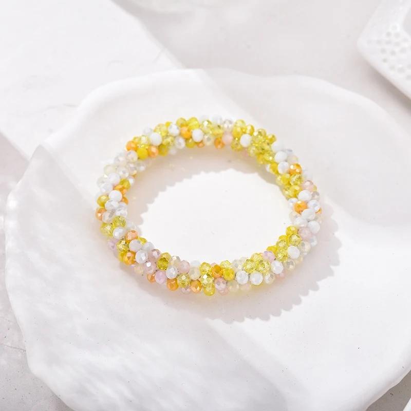 Fashion Colorful Crystal Bracelets for Women Unique Simple Elastic Rope Temperament Charm Bracelet Hairband Jewelry