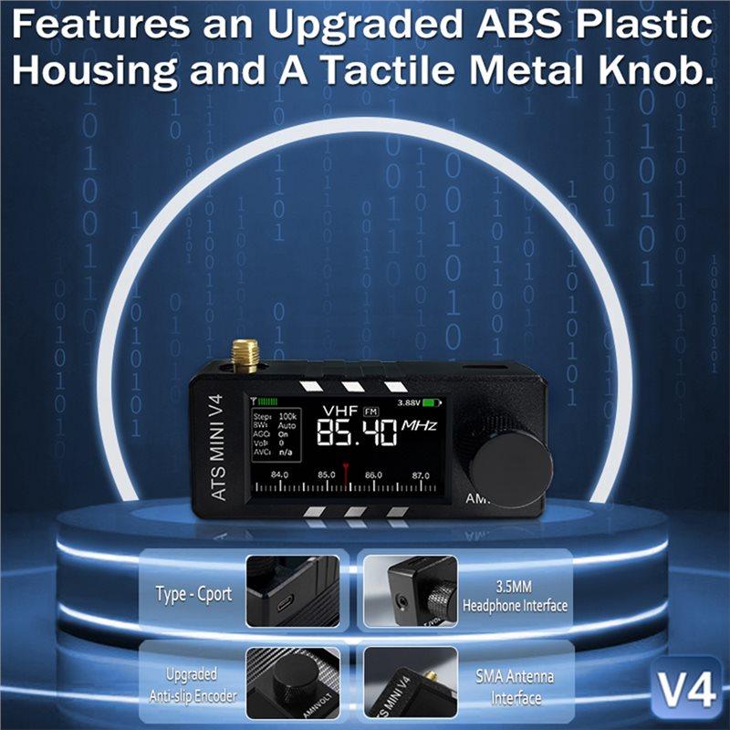 

onsalesV4 ATS MINI SI4732 Radio ALL Band DSP Radio FM AM SSB LSB USB Receiver,Built-in Hi-Z Headphone Amplifier Circuit чорний