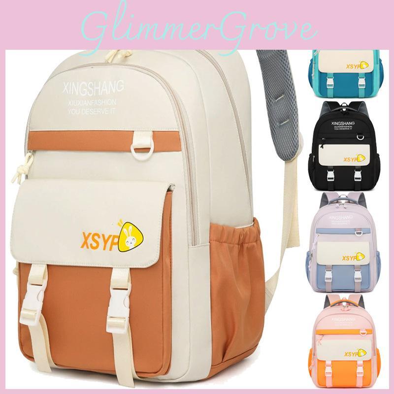 Oxford Fabric Backpack With Color Blocking Design For School Travel Daily Use Unisex Breathable Polyester Lining
