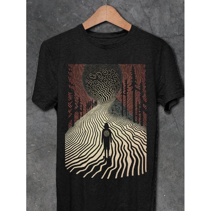 2026 New The Mountain Shirt Grunge Abstract Shirt Artsy Tee Geometric Top Modern Art Artistic Gift Casual Streetwear Trippy Ethereal S чёрный