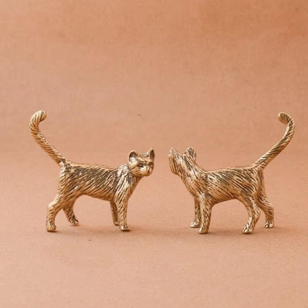 Small Office Desktop Ornaments Couple Cat Desktop Bronze Sculpture Bookshelf Decor