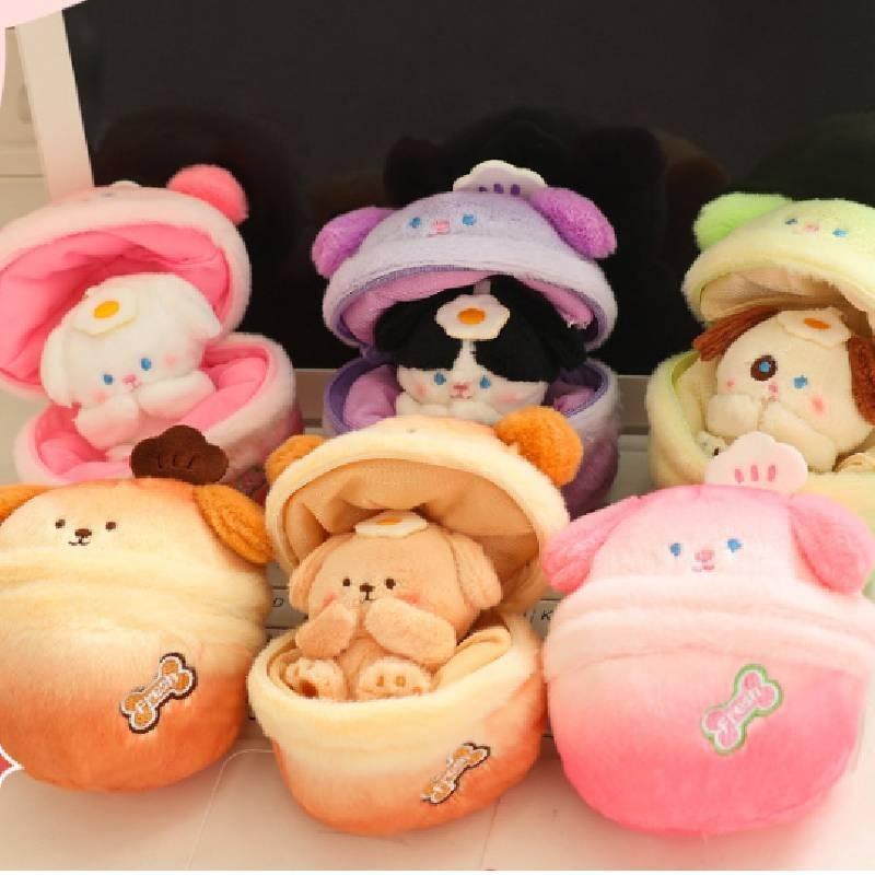 Adorable Transforming Dog Egg Plush Toy Soft Feather Cotton Filling
