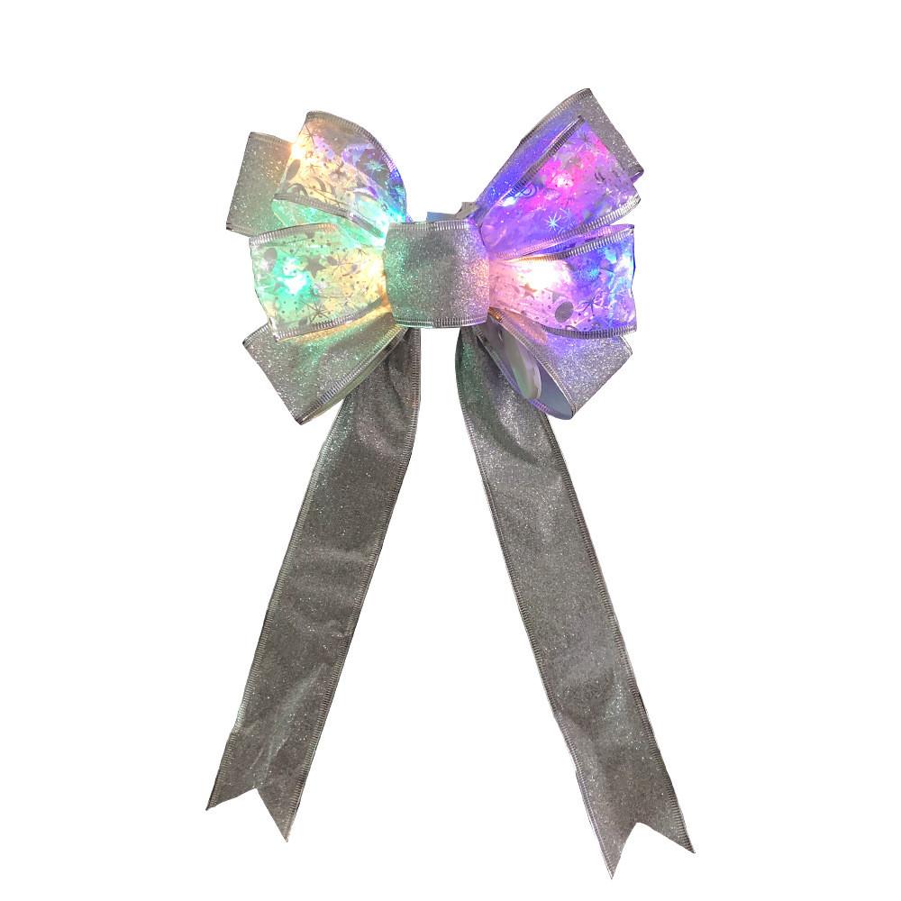 Christmas Led Eyecatching Bow Decoration With Stylish Silver And Options Gold