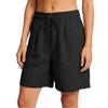 Damen High Waist Lockere Taschen-Shorts mit weitem Bein und Kordelzug Elastischer Bund zum Wandern und für Freizeitkleidung