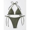 Sexy Brown Bikini 2026 Women Solid Red Halter Push Up Bra Tie Side Triangle Swimsuit Summer Bathing Suit Lace Up Micro Swimwear