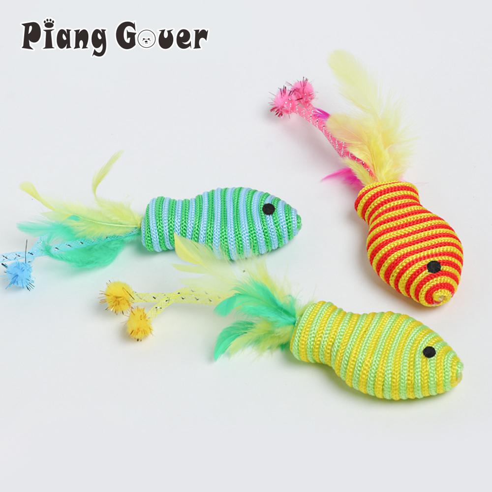 3pcs Fish Cat Toy Rope Ball Kitten Self Toy Playing Chew Bite Pet Toys Interactive