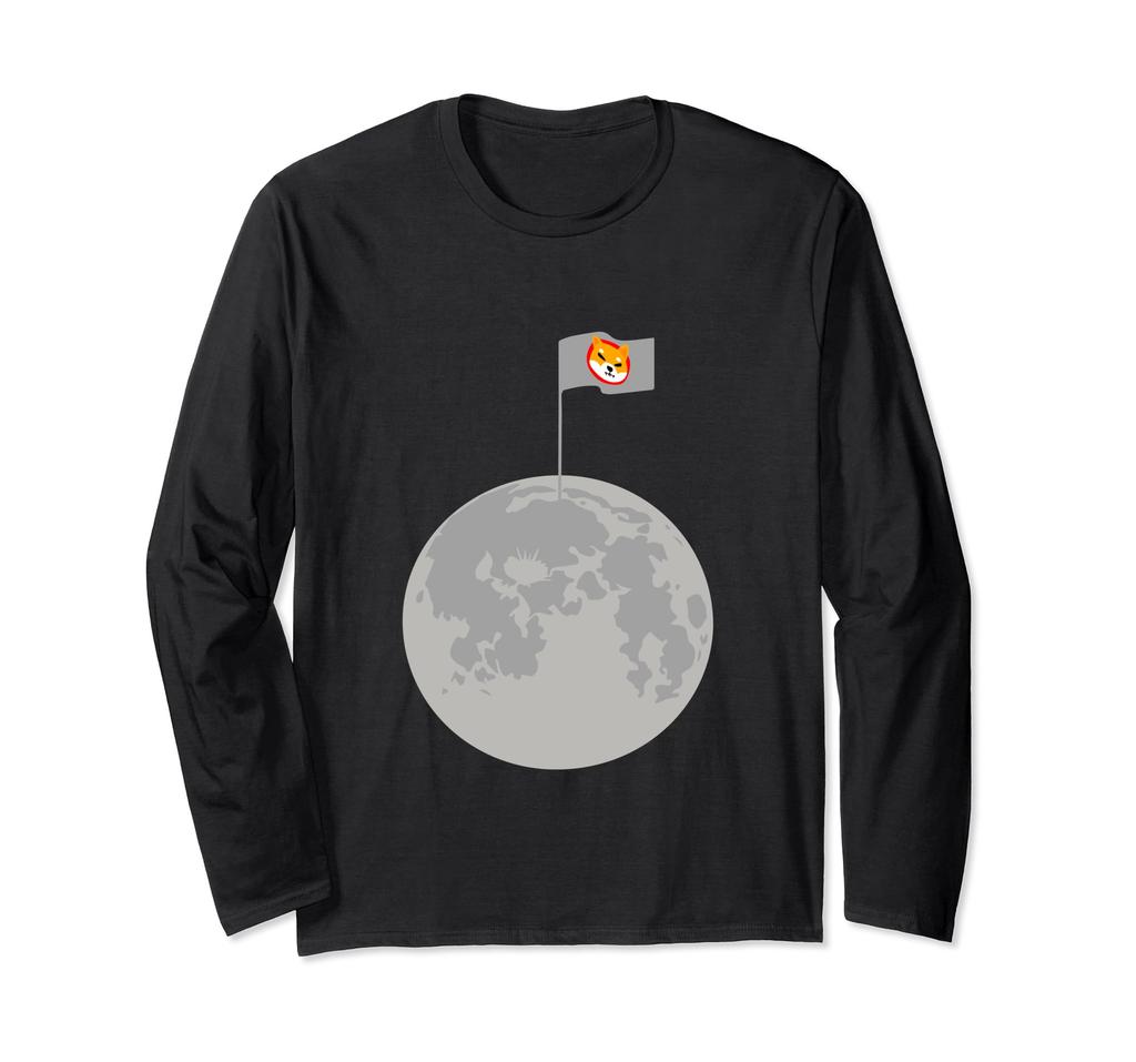 Moon Shiba Inu Coin Flag Funny Blockchain Crypto Lover Long Sleeve T-Shirt