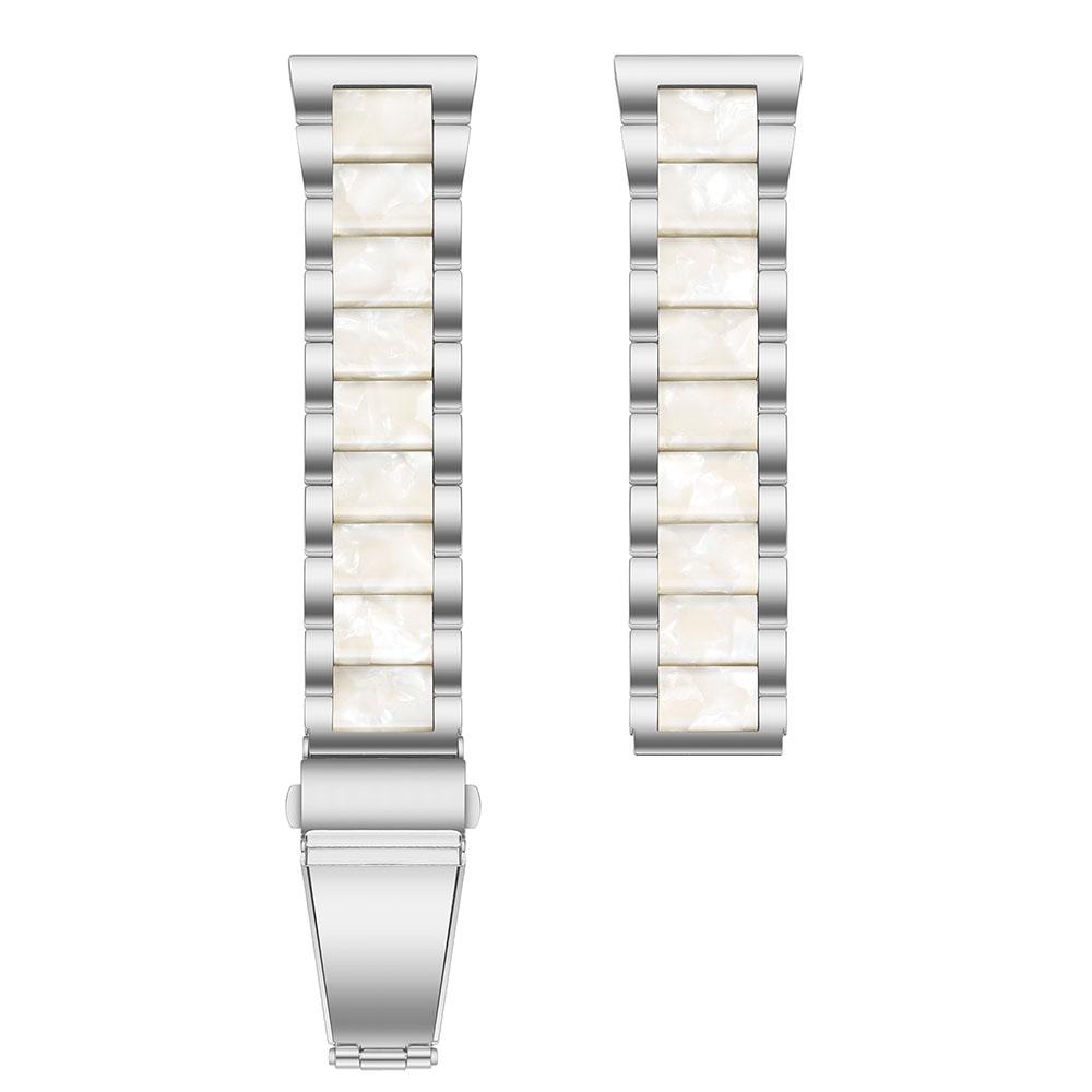 

Resin with Metal Smartwatch Band for Samsung Galaxy Watch 7 Bracelet / 5 Pro/ Watch 4 Classic / Watch 6 Classic / Active 2 Strap 20mm срібні білого кольору