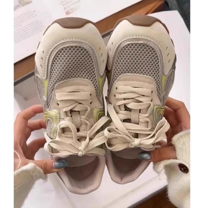 Fashion Sneakers Casual Women Designer Retro Running Shoes 2025 New Comfy Leather Fabric Breathable Height Increased Platform Shoe