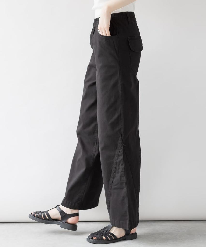 atONE Baggy Cargo Stretch Wide Elastic Baker Size Black ATC-0030 Wide-leg Pants, Chino, Pants, Denim, Women's, M,