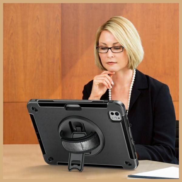 Schutzhülle für iPad Pro 11 2024 4smarts Rugged mit Halterung Schwarz