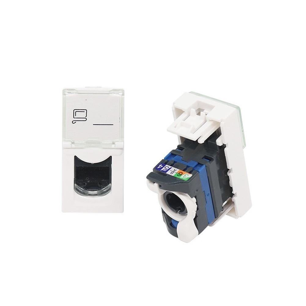 Cat 6 Network Connector Panel 45x22.5mm with Rotatable Module and Dust Cover for For server Room Applications 5 Pack