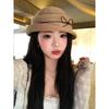 French Hepburn-Style Bowknot Women's Elegance: Rolled Brim Formal Bucket Hat