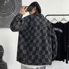 Męska kurtka dżinsowa w kratę High Street - Trend Jesień/Zima, Luźny streetwear w stylu Hongkongu