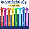 32Pcs Sea Mini Bubble Wands Assortment 8 Styles 8 Colors Bubble Party Favors for Kids, Bubbles for Kids, Themed Birthday Party Favors, Classroom