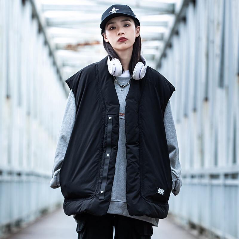 AOGZ Loose Collarless Padded Vest L