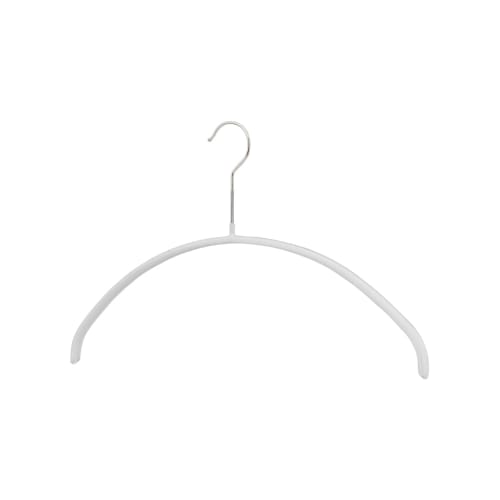 MAWA Economic 40 Hangers, Set of 20, White, Slim, Space-Saving, Non-Slip Coating, Round Hangers, Ideal for Knitwear, Shirts, and Blouses, 360 Rotatin