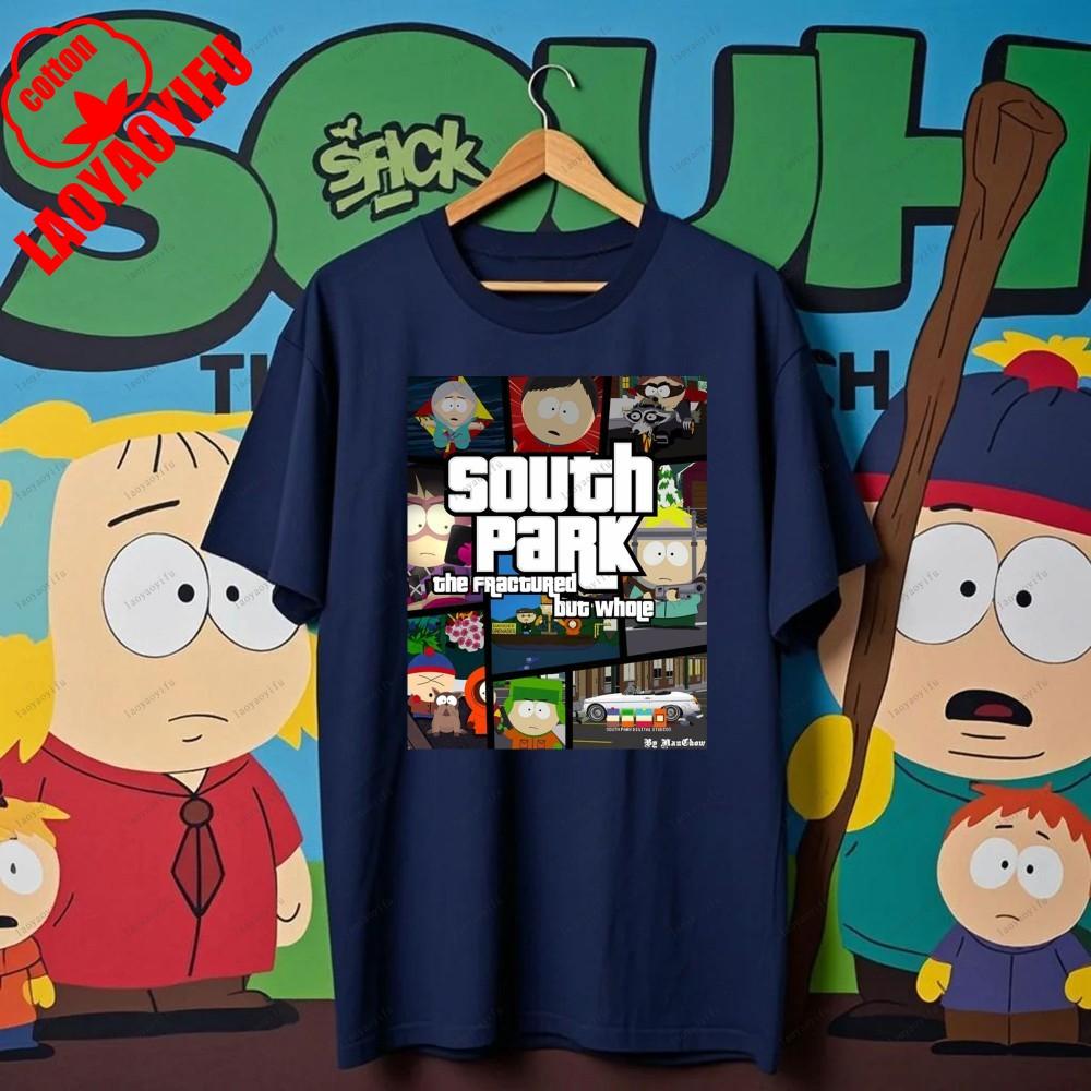 South Parks kleiner fetter Junge Cartman Süßes Cartoon Gedrucktes T-Shirt Shirt Humorvolle Streetwear Unisex Sommer Rundhals Kurzärmlig
