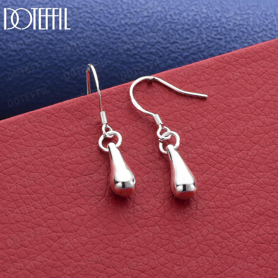

925 Sterling Silver Fashion Jewelry Teardrop-Shaped Pendant Earrings 3.00*0.60cm
