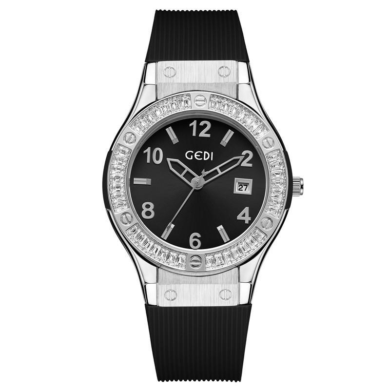 Minimalistische Silikonuhr für Damen mit Kalenderfunktion, wasserdichtes Quarzwerk