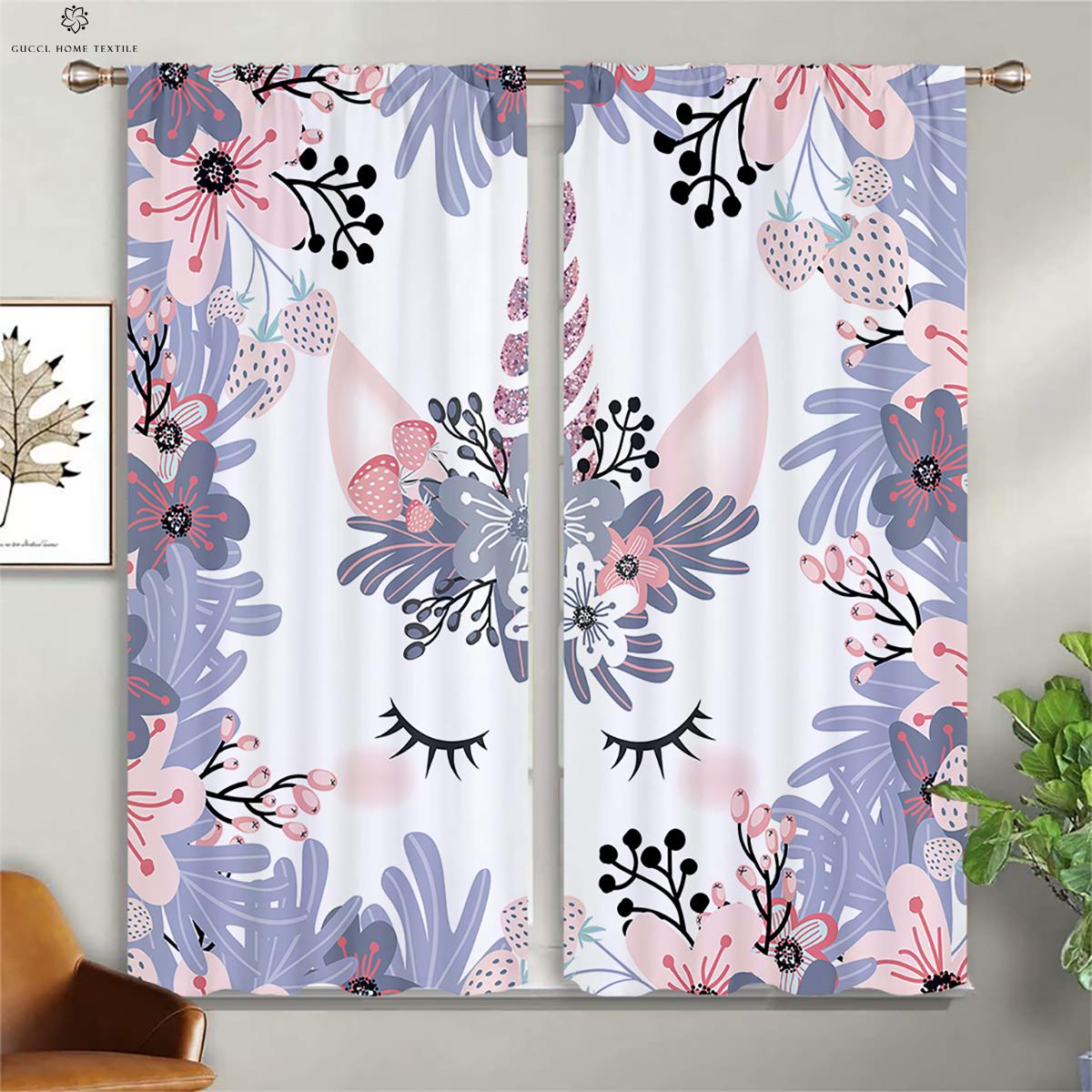 

Custom Drapes for Kids Room, Dreamy Unicorn, Rainbow, Pink, Living Room, Kitchen, Window, Printed, 2 Pieces High Quality Q18532QQ-W50xH130(CM)x2PCS&Grommet Top