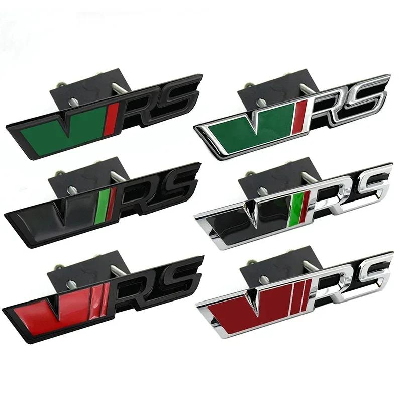 JIYQ3 VRS Logo Car Front Grille Emblem Metal Badge Decoration for Skoda Octavia Rs Fabia Rapid Superb Kodiaq Yeti Citigo Vision Kodiak