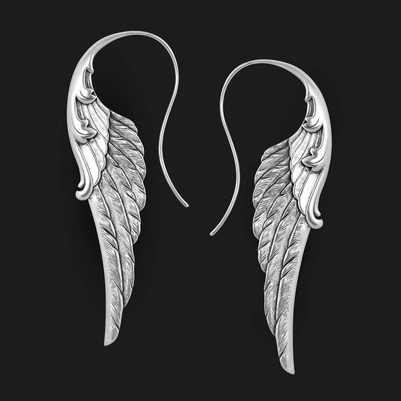 New Creativity Copper Plated Angel Wing Crystal Long Tassel Pendant Stud Earrings for Women Bohemia Fashion Accessories Zircons