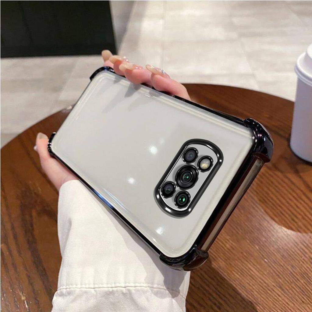 Case for Xiaomi POCO X3 Pro,X3 NFC Electroplated Color Border Clear Phone Casing Cover