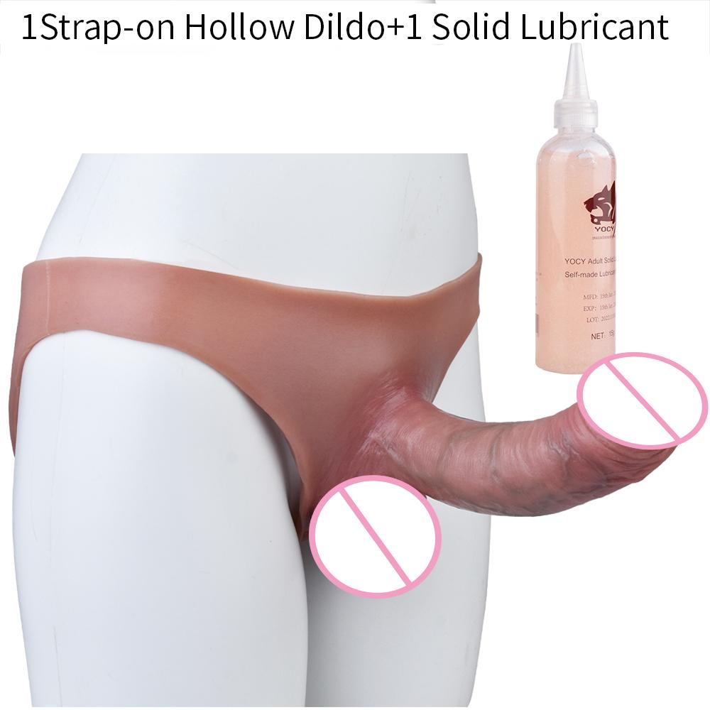 SXXY Realistic Hollow Dildo Pants Silicone Male Strap-on Penis Sleeve Lifelike Sex Toys For Men Dick Extender Women Gay