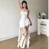 French Beautiful White Suspender Dress Women's Summer Slim Waist Trailing Skirt Gentle and Thin Super Fairy Dress