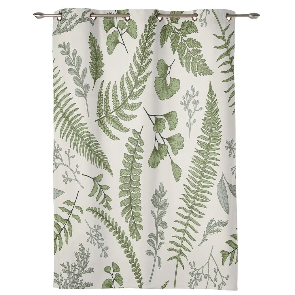 Green Leaf Ginkgo Modern Hall Curtains For Living Room Kitchen Boy Girl Bedroom Long Curtain For Windows Cortinas Home Decor