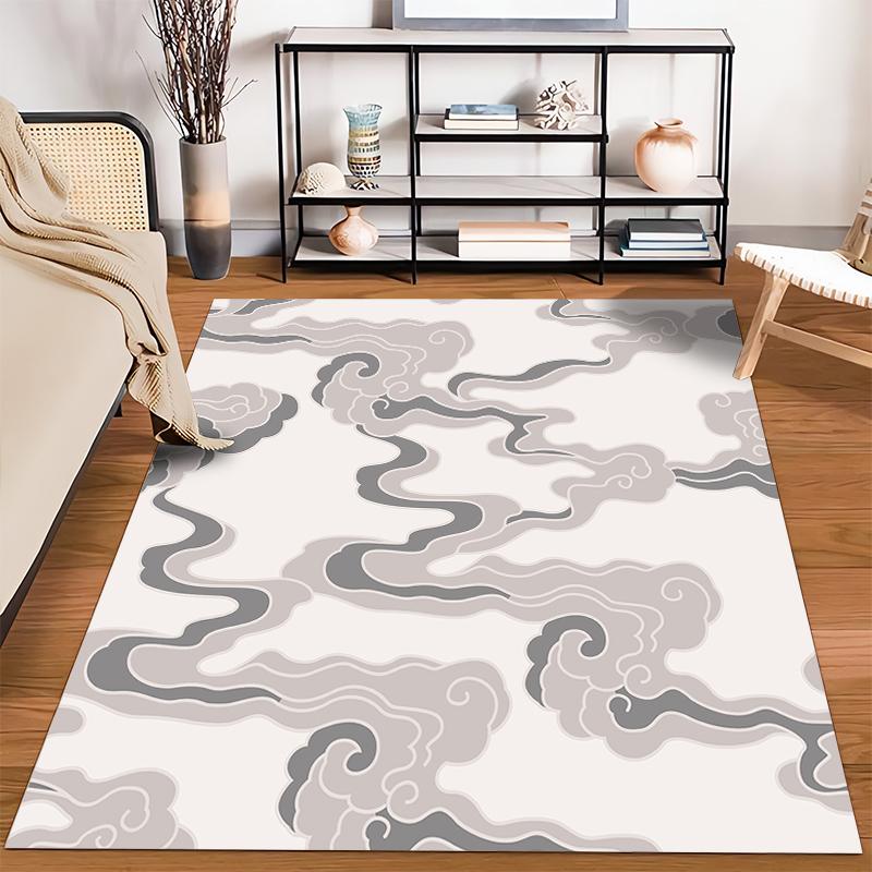 Abstract Gray Cloud Pattern Rug Non-slip rug suitable for living room and bedroom sofas
