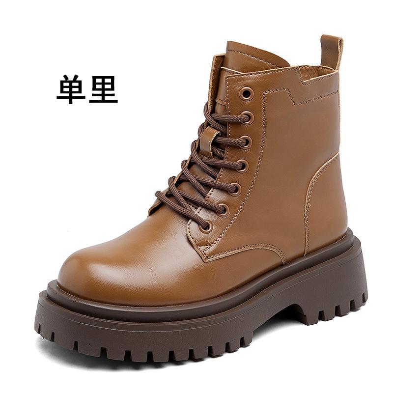 Thick Soled Women'S Boots  New British Style Single Boots Autumn And Winter With Fleece Short Boots Fashionable Women'S Shoe