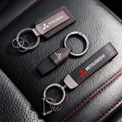 Leren Sleutelhanger Auto Styling Embleem Metalen Hanger Voor Pajero Colt I200 Space Delica Triton Ralliart Ex Mirage Jinxuan