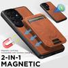 2 In 1 Detachable Lychee Grain Magnetic Leather Phone Case for Samsung S26 Ultra S25 Plus S24 S23 S22 Wireless Charging Cover