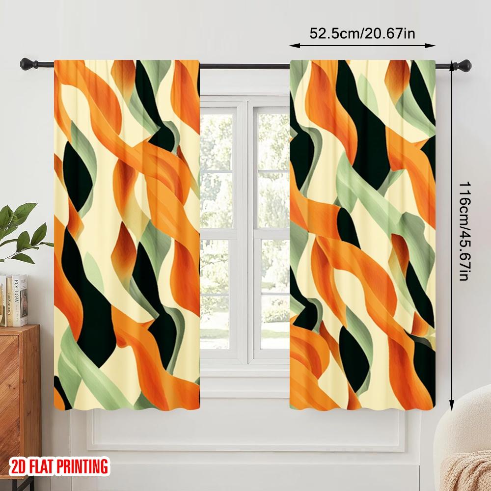 2pcs  2D plane printing Light Filtering Curtains Diagonal Diamond Waves Versatile 100% Polyester (without rod) Home Decor for