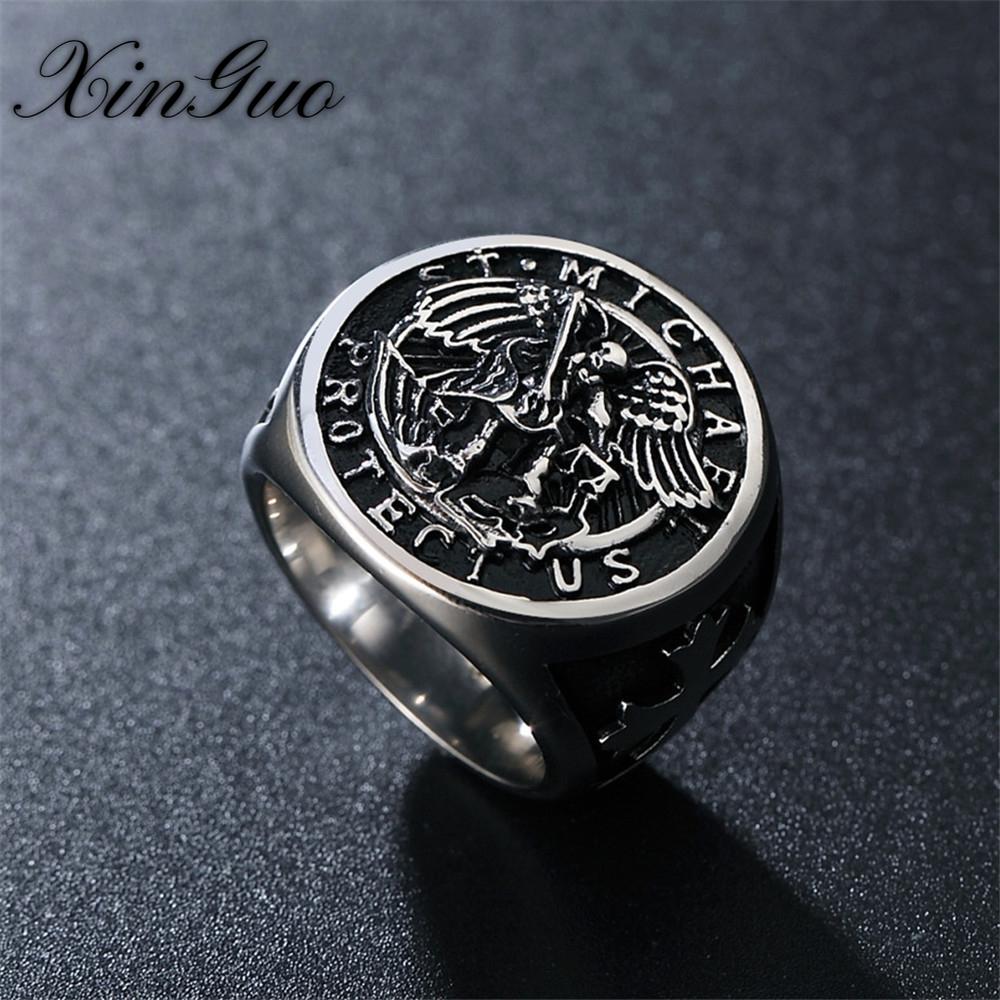 Vintage Cross Holy War Angel Men's Titanium Ring