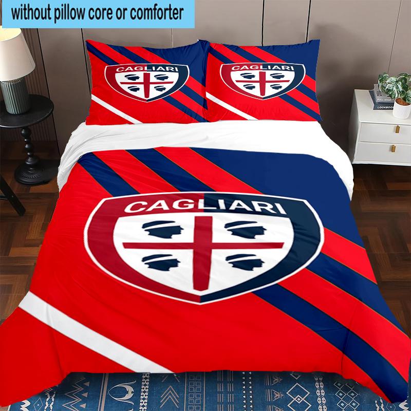 3PCS Football Cagliari Design Bedding Set,Including 1pc Duvet Cover And 2pcs Pillowcases Perfect for Bedroom, Dormitory, Fan Christmas gift