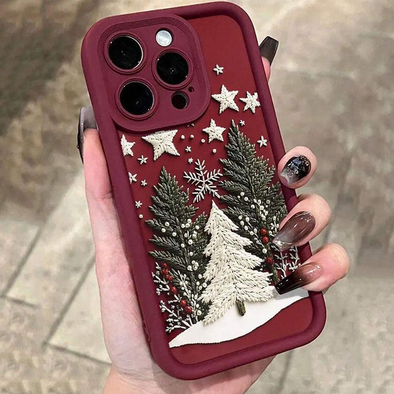 New Winter Christmas Tree Design Pattern Phone Case For iPhone 17 16 Pro Max Air 15 14 13 12 11 XS X XR 7 8 Plus SE2 16e Cover