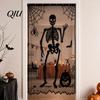Sexy Halloween Table Cover Door Curtain, Lace Spider Web Fireplace Cover, Scary Skeleton Witch Party Set Bat Print Window Drapes for Home Indoor Decor