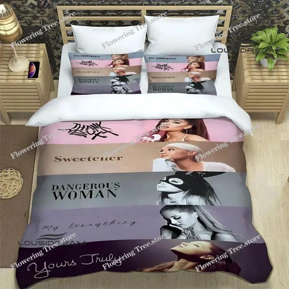 Ensembles de literie imprimés de la chanteuse Ariana Grande Ensemble exquis de fournitures de lit Housse de couette Ensemble couette Ensemble de literie Cadeau d'anniversaire de luxe