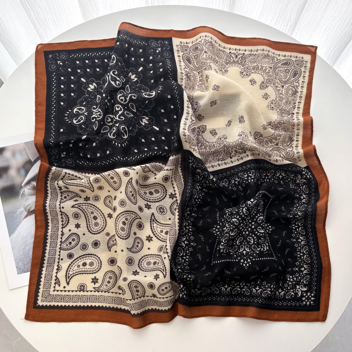 

Luxury Square Scarf For Women Paisley Print Shawl Warps Elegant 70*70cm Cashew Neckerchief Bandanas Hijab Soft Stain Scarves