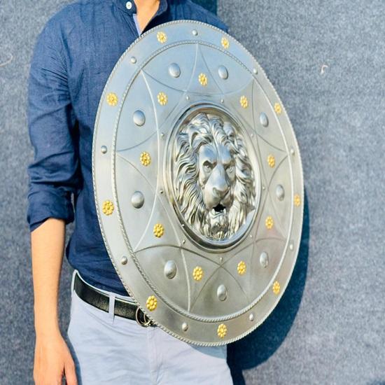 

60.96cm Medieval Lion Shield Conical Armor Battle Display Authentic Prop Replica