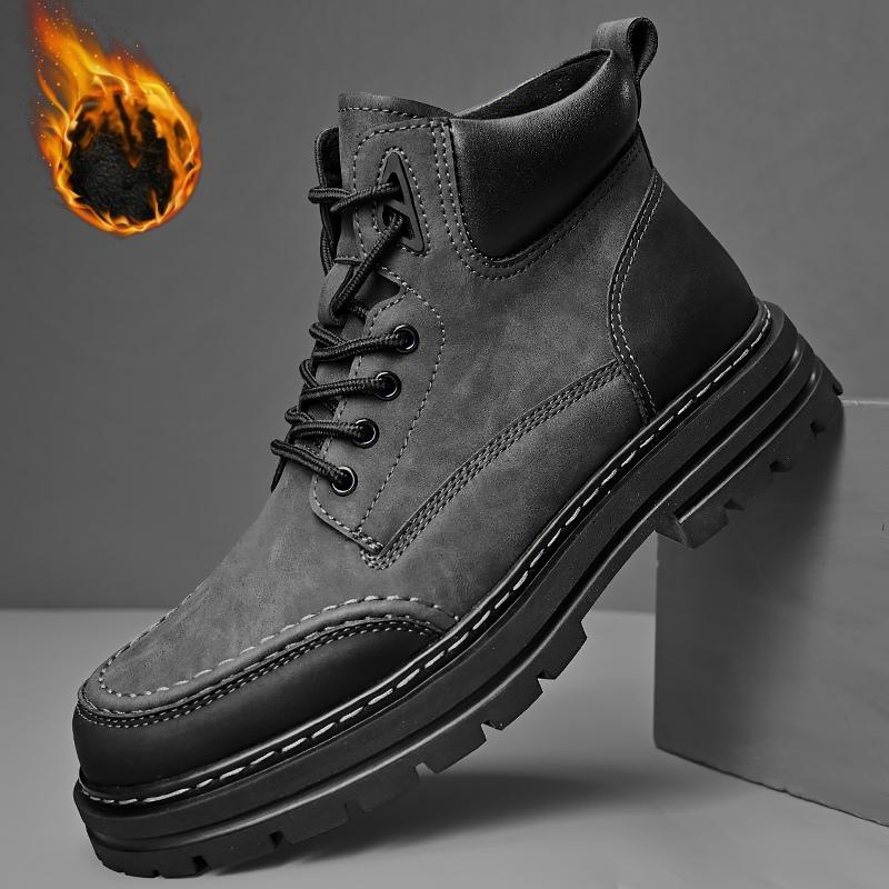 Классические ретро ботинки в британском стиле с высоким верхом мужские повседневные ботинки роскошный бренд натуральная кожа уличные ботинки зимние плюшевые теплые ботинки для хайкинга 45 11900₽