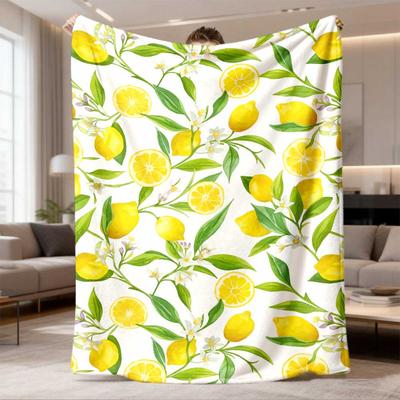 2026 New Flannel Blanket with a Luxurious Lemon And Leaf Design, Soft And Cozy for Year-Round Comfort, Perfect for Home Decoration And Warmth