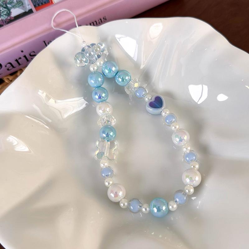 Fashion Blue Series Women Phone Charm Summer Ocean Short Phone Straps for Girls Lovely Retro Schoolbag Pendant Phone Accessories